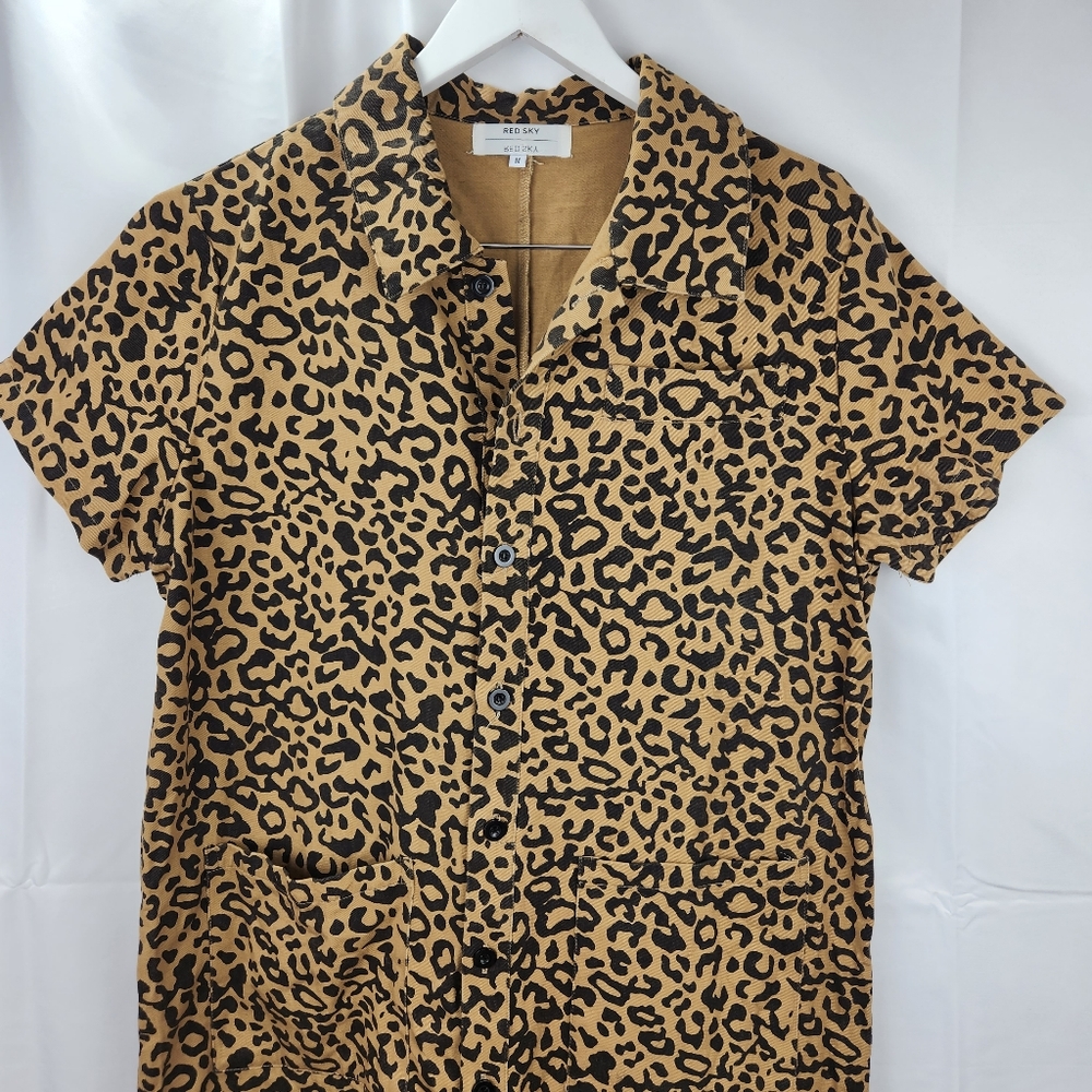 Red Sky romper leopard print size M in EUC - Picture 5 of 11